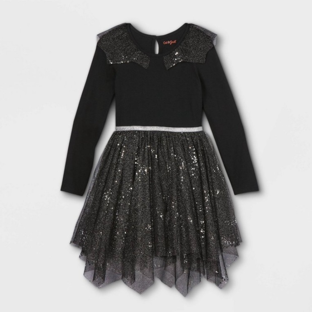 CAT & JACK GIRLS SHIMMERING TUTU DRESS -  BLACK VARIOUS SIZES (NEW WITH TAGS) A7